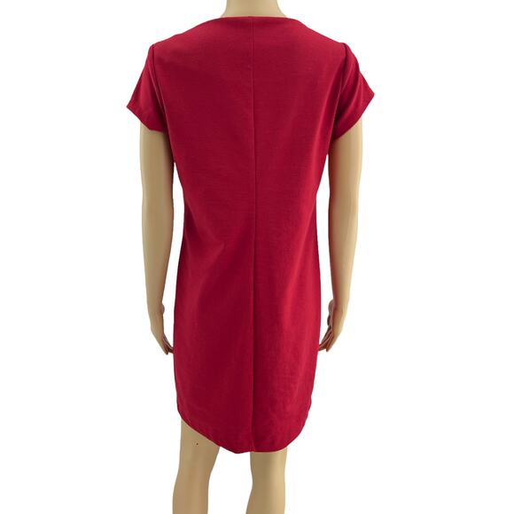 Amanda Lane (8) Petite Red Mad Shift Mini Dress Short Sleeve - Picture 4 of 7